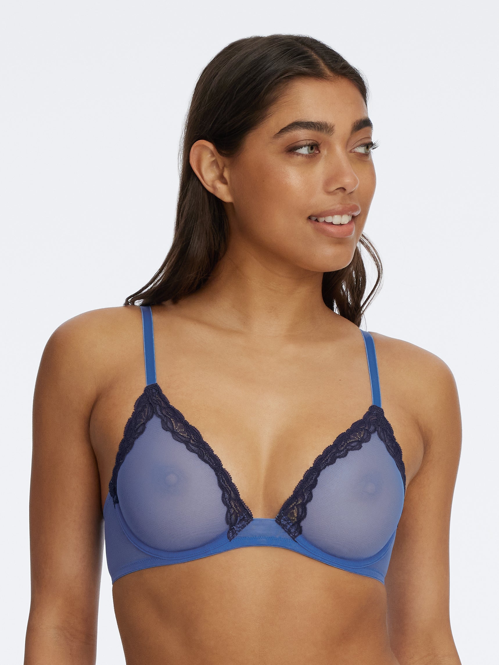 WingsLove Women's Sexy 1/2 Cup Balconette Mesh Underwired Lace Bra