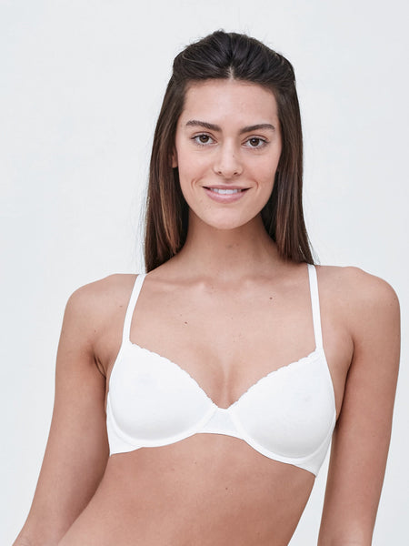 Buy Featherline Women White Solid Cotton Blend Non-Padded Bra (44B