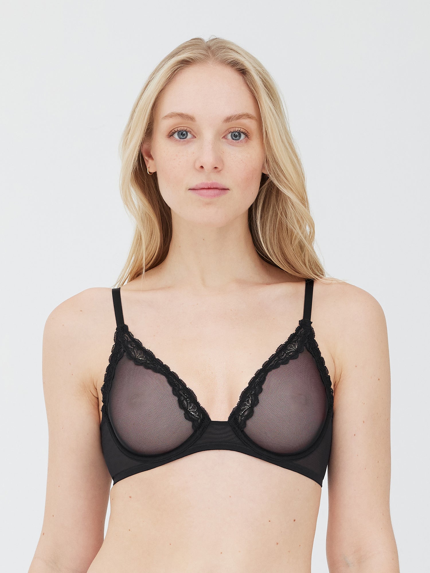 Mesh & Lace Unlined Bra With Cheeky Panty Set 