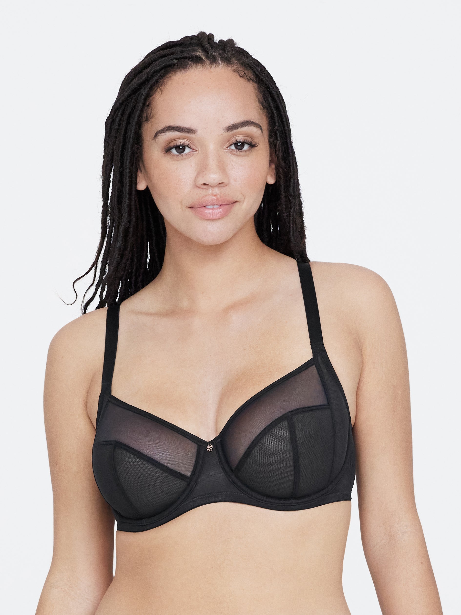 Pour Moi Space Front Fastening Wrap Around Padded Underwire Swim Top in  Black FINAL SALE NORMALLY $52 - Busted Bra Shop